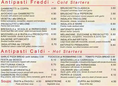 Casino Windsor Artista Cafe Menu