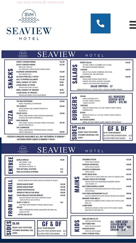 Townsville Casino Menu